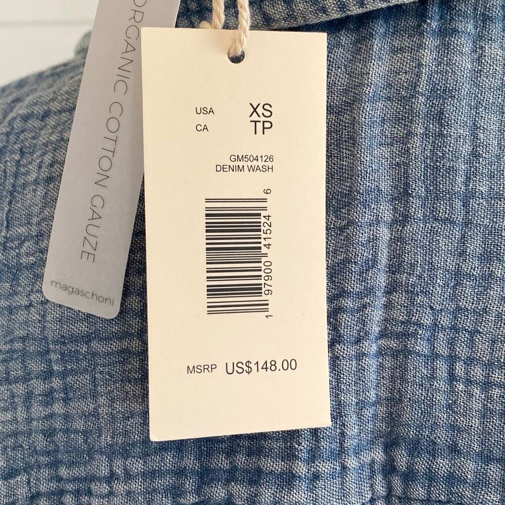 MAGASCHONI 100% Organic Cotton Gauze Long Sleeve Button Down Shirt Sz XS/001 - Picture 7 of 11